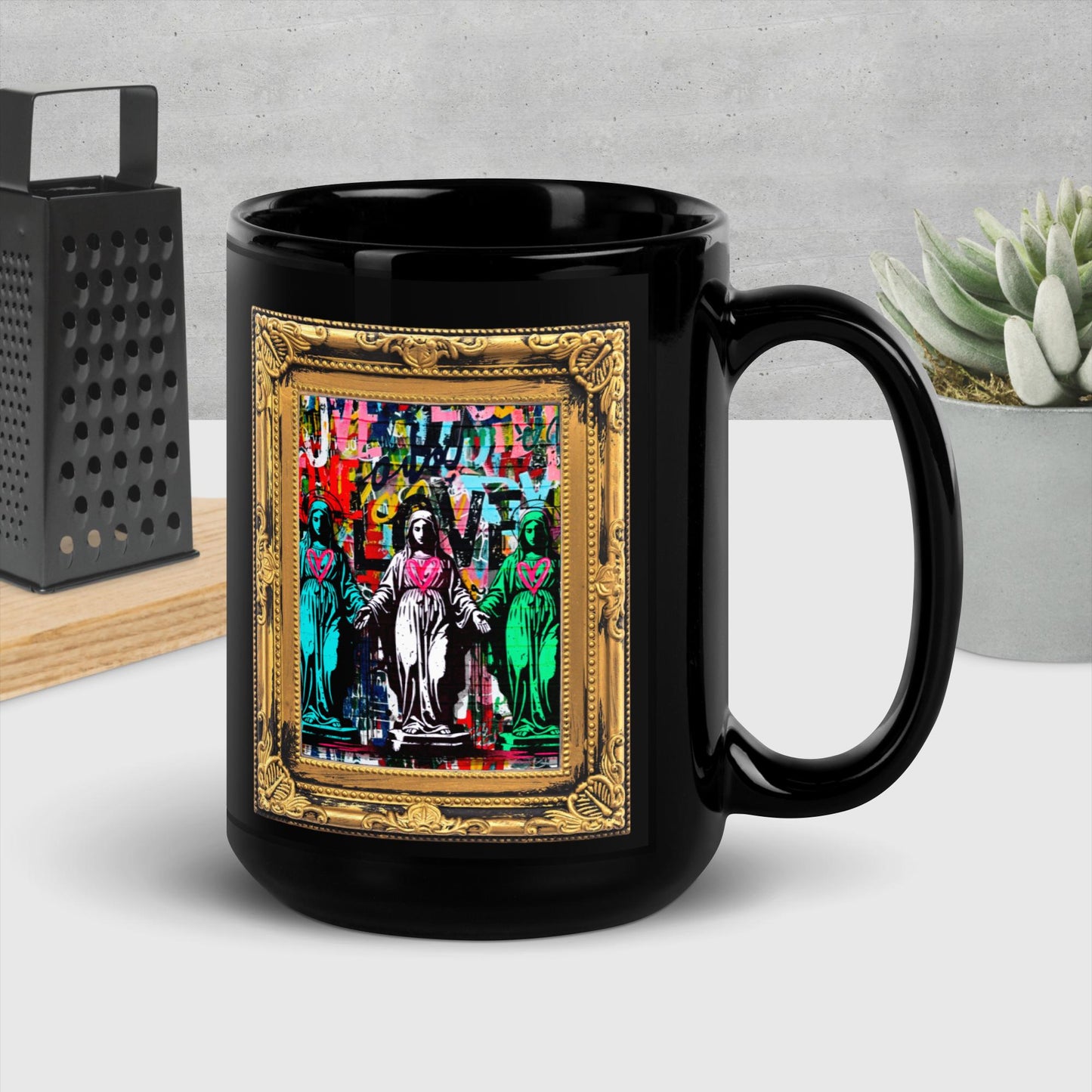 Full of Grace - Black Glossy Mug | Holy Mary | Love |