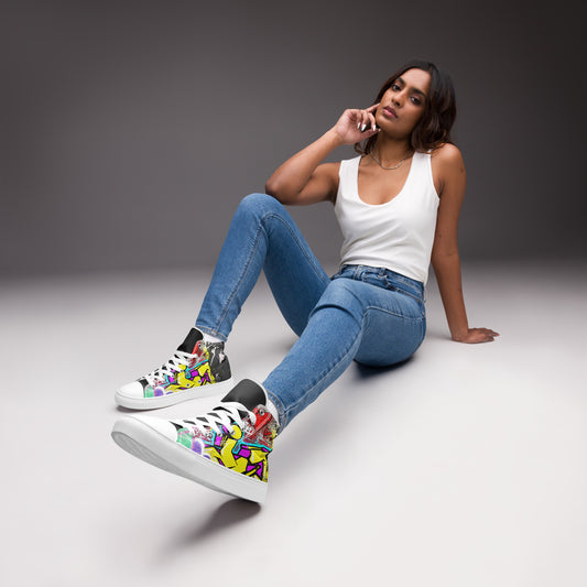 Jesus Graffiti High Top Canvas Sneakers - Women's